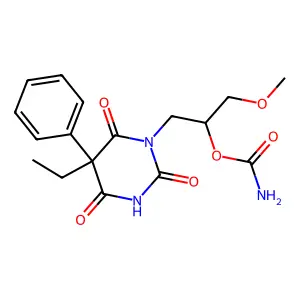 [1-(5-ethyl-2,4,6-trioxo-5-phenyl-1,3-diazinan-1-yl)-3-methoxypropan-2-yl] carbamate structure