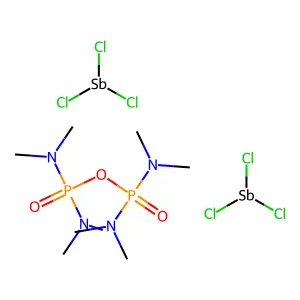 N-[bis(dimethylamino)phosphoryloxy-(dimethylamino)phosphoryl]-N-methylmethanaminebis(trichlorostibane) structure