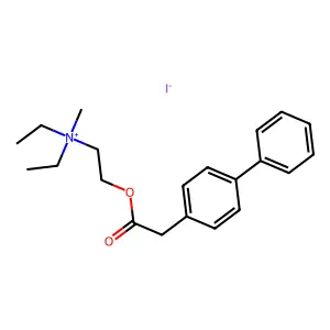 diethyl-methyl-[2-[2-(4-phenylphenyl)acetyl]oxyethyl]azanium iodide structure