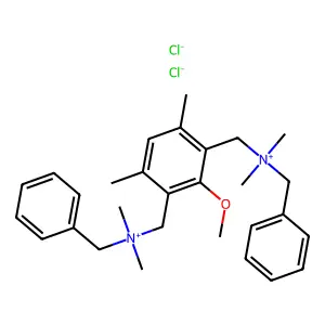 benzyl-[[3-[[benzyl(dimethyl)azaniumyl]methyl]-2-methoxy-4,6-dimethylphenyl]methyl]-dimethylazanium dichloride structure