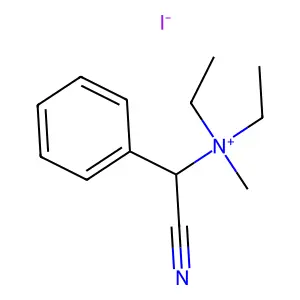 Methyl-(phenylcyanomethyl)-diethylammonium iodide structure