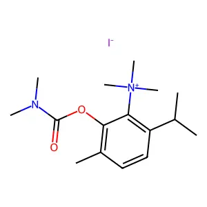 [2-(dimethylcarbamoyloxy)-3-methyl-6-propan-2-ylphenyl]-trimethylazanium iodide structure