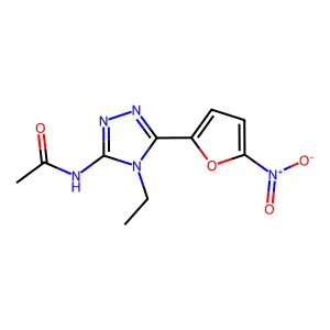 N-[4-ethyl-5-(5-nitrofuran-2-yl)-1,2,4-triazol-3-yl]acetamide structure
