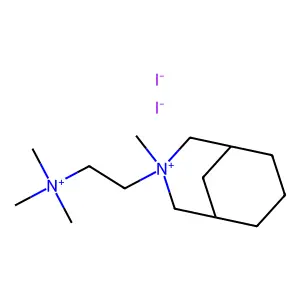 trimethyl-[2-(3-methyl-3-azoniabicyclo[3.3.1]nonan-3-yl)ethyl]azanium diiodide structure