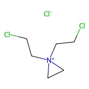 1,1-bis(2-chloroethyl)aziridin-1-ium chloride structure