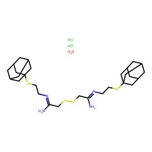 N'-[2-(1-adamantylsulfanyl)ethyl]-2-[[2-[2-(1-adamantylsulfanyl)ethylimino]-2-aminoethyl]disulfanyl]ethanimidamidehydratedihydrochloride structure