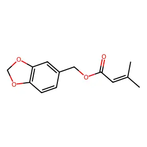 1,3-benzodioxol-5-ylmethyl 3-methylbut-2-enoate structure