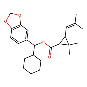 [1,3-benzodioxol-5-yl(cyclohexyl)methyl] 2,2-dimethyl-3-(2-methylprop-1-enyl)cyclopropane-1-carboxylate structure