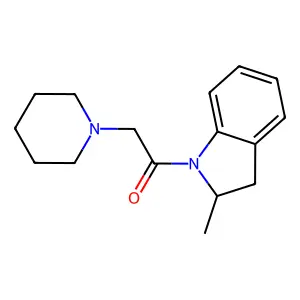 1-(2-methyl-2,3-dihydroindol-1-yl)-2-piperidin-1-ylethanone structure