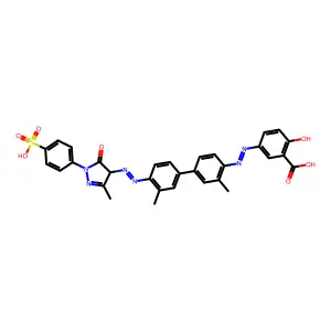 2-Hydroxy-5-[[2-methyl-4-[3-methyl-4-[[3-methyl-5-oxo-1-(4-sulfophenyl)-4H-pyrazol-4-yl]diazenyl]phenyl]phenyl]diazenyl]benzoic acid structure