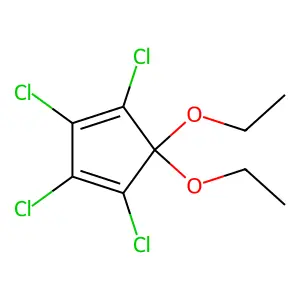 1,2,3,4-tetrachloro-5,5-diethoxycyclopenta-1,3-diene structure