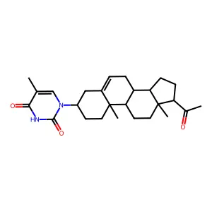 1-(17-acetyl-10,13-dimethyl-2,3,4,7,8,9,11,12,14,15,16,17-dodecahydro-1H-cyclopenta[a]phenanthren-3-yl)-5-methylpyrimidine-2,4-dione structure