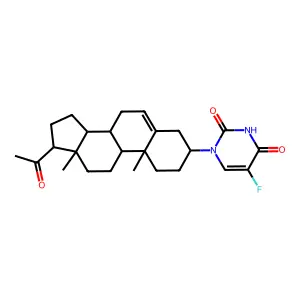 1-(17-acetyl-10,13-dimethyl-2,3,4,7,8,9,11,12,14,15,16,17-dodecahydro-1H-cyclopenta[a]phenanthren-3-yl)-5-fluoropyrimidine-2,4-dione structure