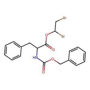 1,2-dibromoethyl (2R)-3-phenyl-2-(phenylmethoxycarbonylamino)propanoate structure