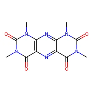 1,3,7,9-tetramethylpyrimido[5,4-g]pteridine-2,4,6,8-tetrone structure