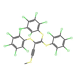 1,2,3,4,5-pentachloro-6-[4-methylsulfanyl-1,1-bis[(2,3,4,5,6-pentachlorophenyl)sulfanyl]but-1-en-3-yn-2-yl]sulfanylbenzene structure