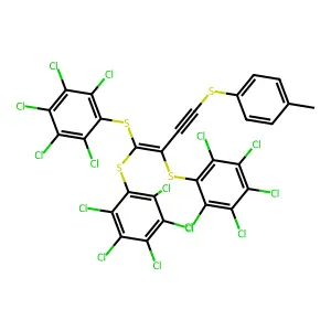 1,2,3,4,5-pentachloro-6-[4-(4-methylphenyl)sulfanyl-1,1-bis[(2,3,4,5,6-pentachlorophenyl)sulfanyl]but-1-en-3-yn-2-yl]sulfanylbenzene structure