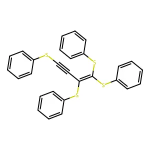 1,2,4-tris(phenylsulfanyl)but-1-en-3-ynylsulfanylbenzene structure