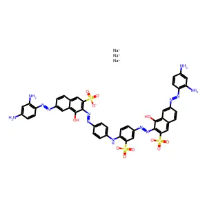 trisodium6-[(2,4-diaminophenyl)diazenyl]-3-[[4-[4-[[7-[(2,4-diaminophenyl)diazenyl]-1-hydroxy-3-sulfonatonaphthalen-2-yl]diazenyl]-2-sulfonatoanilino]phenyl]diazenyl]-4-hydroxynaphthalene-2-sulfonate structure