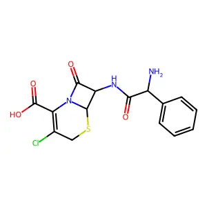(6R,7R)-7-[(2-amino-2-phenylacetyl)amino]-3-chloro-8-oxo-5-thia-1-azabicyclo[4.2.0]oct-2-ene-2-carboxylic acid structure