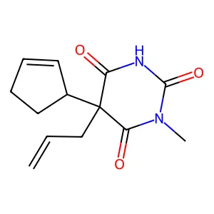 5-cyclopent-2-en-1-yl-1-methyl-5-prop-2-enyl-1,3-diazinane-2,4,6-trione structure