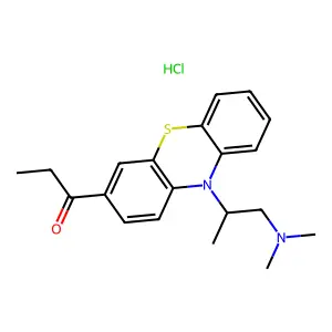1-[10-[1-(dimethylamino)propan-2-yl]phenothiazin-3-yl]propan-1-one;hydrochloride structure