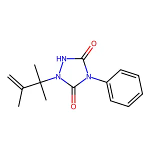 1-(2,3-dimethylbut-3-en-2-yl)-4-phenyl-1,2,4-triazolidine-3,5-dione structure
