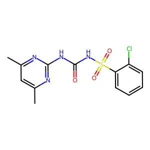 1-(2-chlorophenyl)sulfonyl-3-(4,6-dimethylpyrimidin-2-yl)urea structure