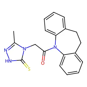 1-(10,11-dihydro-5H-dibenzo[b,f]azepin-5-yl)-2-(3-methyl-5-sulfanyl-4H-1,2,4-triazol-4-yl)ethanone structure