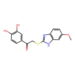 1-(3,4-dihydroxyphenyl)-2-[(6-methoxy-1H-benzimidazol-2-yl)sulfanyl]ethanone structure