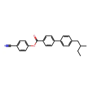 [1,1'-Biphenyl]-4-carboxylic acid, 4'-(2-methylbutyl)-, 4-cyanophenyl ester structure