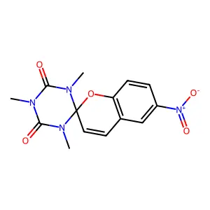 1,3,5-trimethyl-6'-nitrospiro[1,3,5-triazinane-6,2'-chromene]-2,4-dione structure