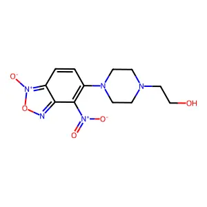 2-[4-(4-nitro-1-oxido-2,1,3-benzoxadiazol-1-ium-5-yl)piperazin-1-yl]ethanol structure