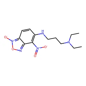 N',N'-diethyl-N-(4-nitro-1-oxido-2,1,3-benzoxadiazol-1-ium-5-yl)propane-1,3-diamine structure