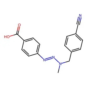 4-[[(4-cyanophenyl)methyl-methylamino]diazenyl]benzoic acid structure