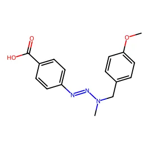 4-[[(4-methoxyphenyl)methyl-methylamino]diazenyl]benzoic acid structure
