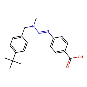 4-[[(4-tert-butylphenyl)methyl-methylamino]diazenyl]benzoic acid structure