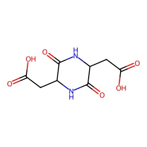 2-[5-(carboxymethyl)-3,6-dioxopiperazin-2-yl]acetic acid structure