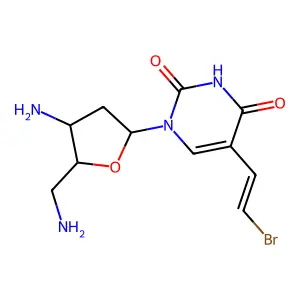 1-[(2R,4S,5R)-4-amino-5-(aminomethyl)oxolan-2-yl]-5-(2-bromoethenyl)pyrimidine-2,4-dione structure