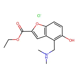 (2-ethoxycarbonyl-5-hydroxy-1-benzofuran-4-yl)methyl-dimethylazanium chloride structure