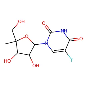 1-[(2R,3R,4S,5R)-3,4-dihydroxy-5-(hydroxymethyl)-5-methyloxolan-2-yl]-5-fluoropyrimidine-2,4-dione structure