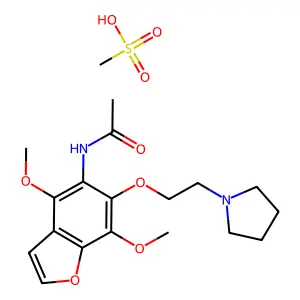 Acetamide, N-(4,7-dimethoxy-6-(2-(1-pyrrolidinyl)ethoxy)-5-benzofuranyl)-, methanesulfonate structure