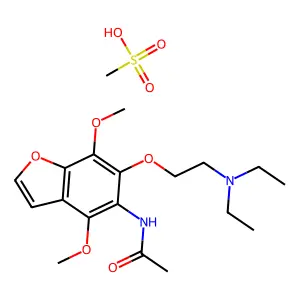 N-[6-[2-(diethylamino)ethoxy]-4,7-dimethoxy-1-benzofuran-5-yl]acetamidemethanesulfonic acid structure