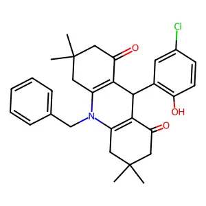 10-benzyl-9-(5-chloro-2-hydroxyphenyl)-3,3,6,6-tetramethyl-3,4,6,7,9,10-hexahydro-1,8(2H,5H)-acridinedione structure