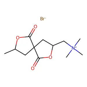 trimethyl-[(8-methyl-1,6-dioxo-2,7-dioxaspiro[4.4]nonan-3-yl)methyl]azanium bromide structure
