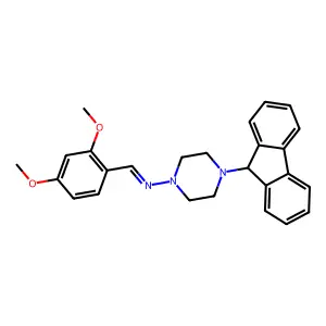 1-(2,4-dimethoxyphenyl)-N-[4-(9H-fluoren-9-yl)piperazin-1-yl]methanimine structure