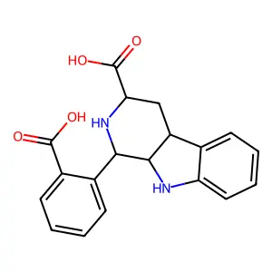1-(2-carboxyphenyl)-2,3,4,4a,9,9a-hexahydro-1H-pyrido[3,4-b]indole-3-carboxylic acid structure
