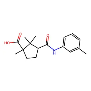 1,2,2-trimethyl-3-[(3-methylphenyl)carbamoyl]cyclopentane-1-carboxylic acid structure