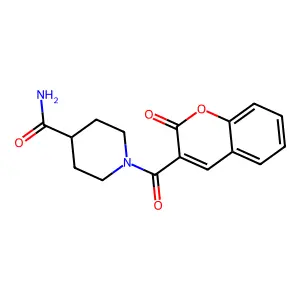 1-(2-oxo-2H-chromene-3-carbonyl)piperidine-4-carboxamide structure