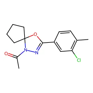 1-[2-(3-chloro-4-methylphenyl)-1-oxa-3,4-diazaspiro[4.4]non-2-en-4-yl]ethanone structure